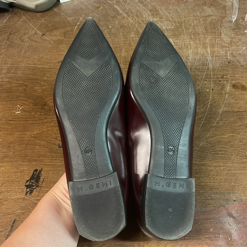 M. Gemi Burgundy Leather Pointed Mary Jane Flats - Picture 7 of 8